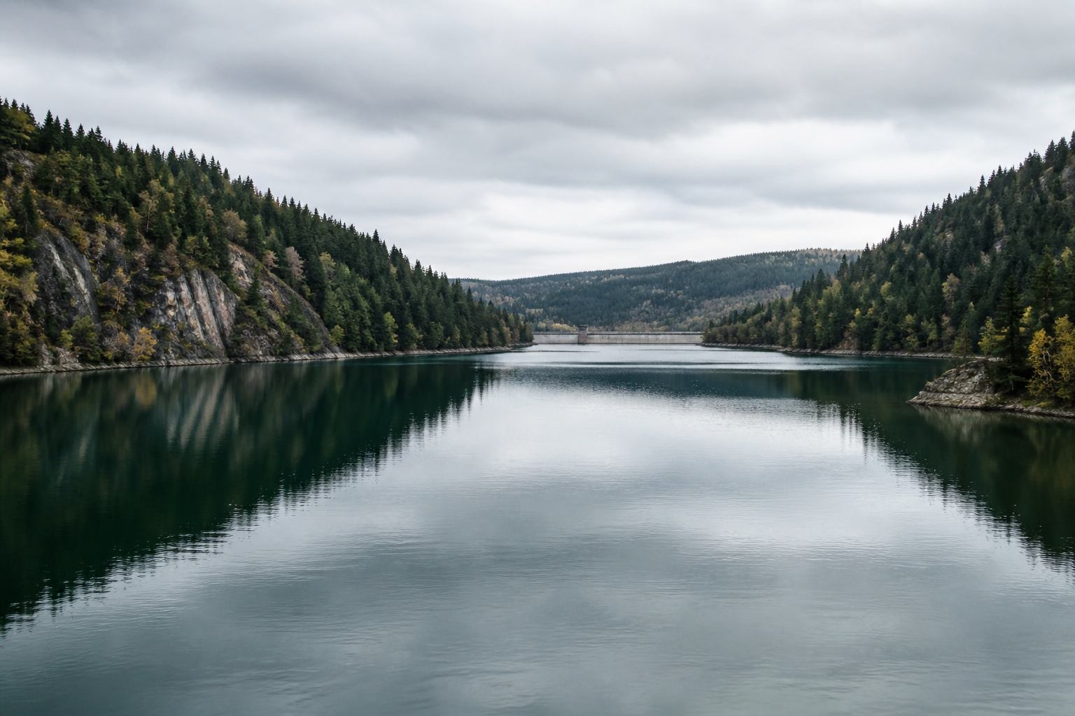 Okertalsperre mit kühlem Wasser und bewaldeten Hängen